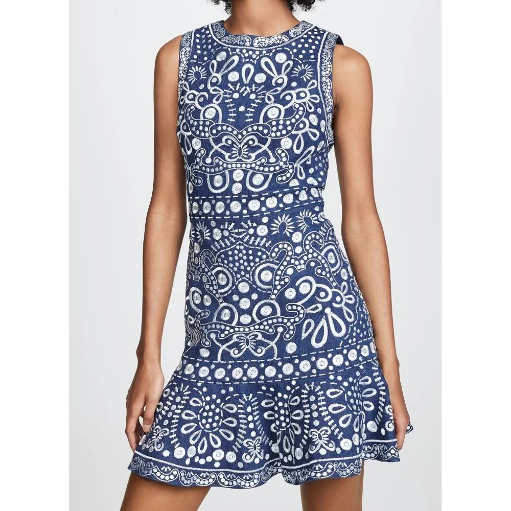 Alice + Olivia Blue and White Mini Dress - Picture 1 of 13